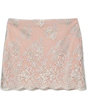 Valentino Garavani Minijupe À Superposition En Dentelle Et Bords Festonnés - Natural