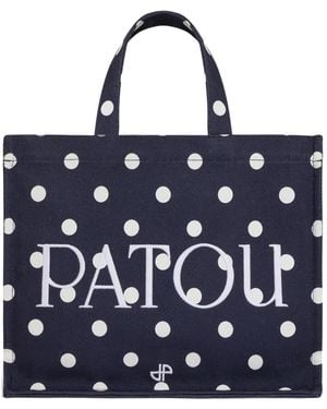 Patou Medium Logo-Print Tote Bag - Blue