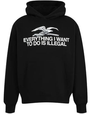 Pleasures Illegal Graphic-Print Drawstring Hoodie - Black