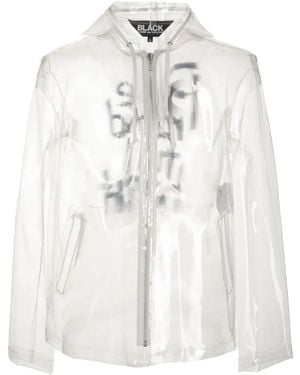 COMME DES GARÇON BLACK Slogan-Print Transparent Jacket - White