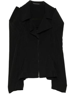 Yohji Yamamoto Crepe De Chine O Shoulder Jacket - Black