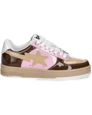 A Bathing Ape Bape Sta Patent-Finish Trainers - Pink