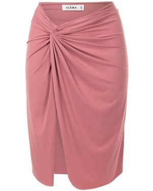 Amir Slama Asymmetric Gathered-Detail Skirt - Pink
