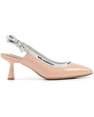 KARL LAGERFELD Bow-Detail Slingback Court Shoes - Pink