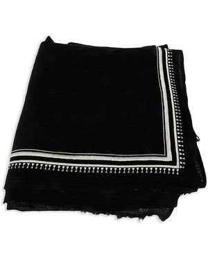 Mordecai Embroidered Wool Scarf - Black