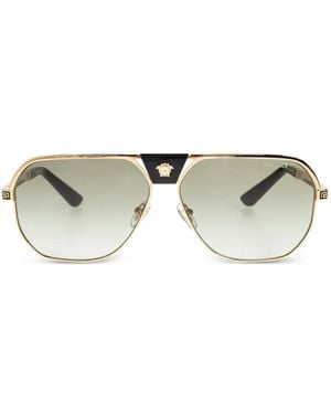 Versace Greca-Detail Pilot-Frame Sunglasses - Metallic