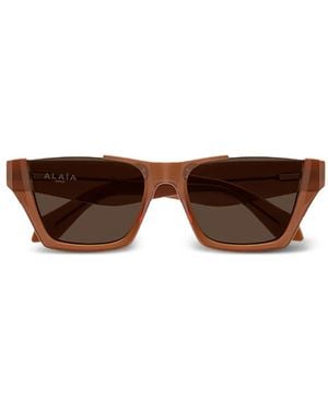 Alaïa Rectangular-Frame Sunglasses - Brown
