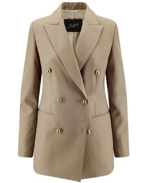 The Seafarer Betty Peaked-Lapel Double-Breasted Wool Blazer - Natural