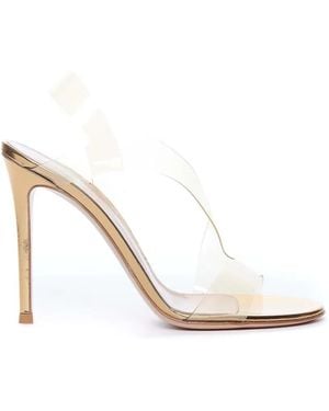 Gianvito Rossi Metallic-Effect Heeled Sandals - White