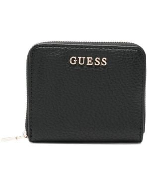 Guess Logo-Plaque Zipped Wallet - Black