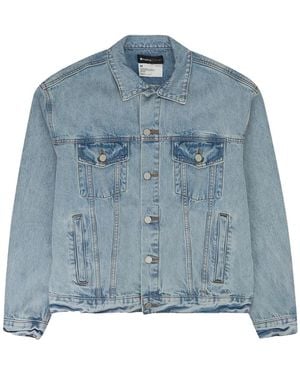 Purple Brand Stadium Logo-Embroidered Denim Jacket - Blue