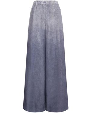 Alberta Ferretti Silk Palazzo Trousers - Blue