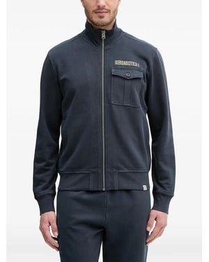 Aeronautica Militare Zip-Up Logo-Patch Jumper - Blue