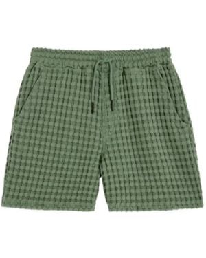 Oas Waffle Porto Textured Drawstring Shorts - Green