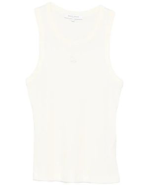Maison Kitsuné Embroidered Ribbed Tank Top - White