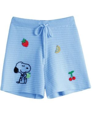 Chinti & Parker Gehäkelte Snoopy Shorts Mit Stickerei - Blau