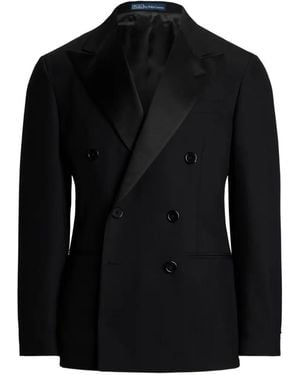 Polo Ralph Lauren Double-Breasted Satin-Lapel Jacket - Black