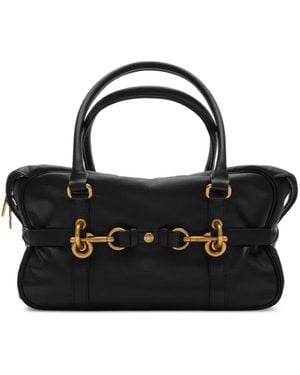 Burberry Buckled Leather Shoulder Bag - Black