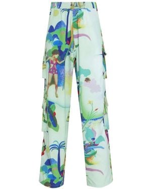 Amir Slama Printed Trousers - Blue
