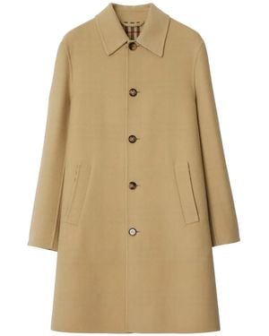 Burberry Mid-Length Wool Car Coat - Natural