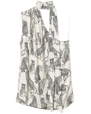 Twinset Graphic-Print One-Shoulder Blouse - White