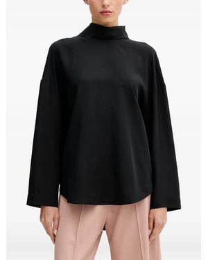 Sisley Bow-Detail High-Neck Top - Black
