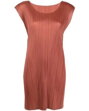Pleats Please Issey Miyake Plissé-Detail Sleeveless Dress - Red