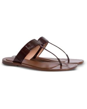 Alberta Ferretti Croc-Effect Thong Sandals - Brown