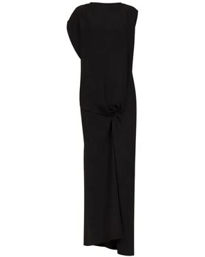 The Row Gedrapeerde Jurk Met Geknoopt Detail - Zwart