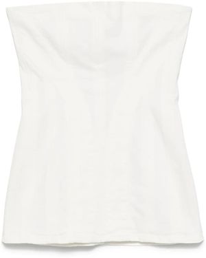 Monot Abito Corto Denim Senza Spalline - Bianco