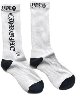 Chrome Hearts Logo-Intarsia Ribbed-Knit Socks - White