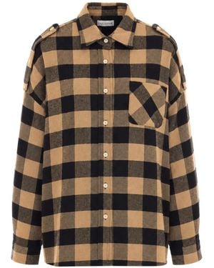 TRUE AVENUE Check-Print Baggy Shirt - Natural