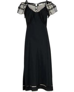 Rabanne Mesh-Panelled Cold-Shoulder Midi Dress - Black