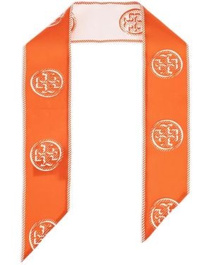 Tory Burch Foulard En Soie Imprimé - Orange