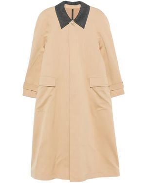 Carven Contrasting-Collar Storm-Flap Coat - Natural
