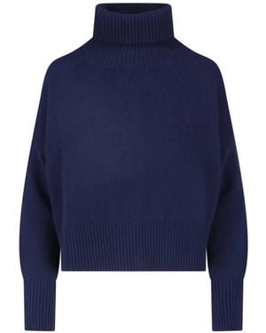 Ma'ry'ya Roll-Neck Ribbed-Trim Sweater - Blue