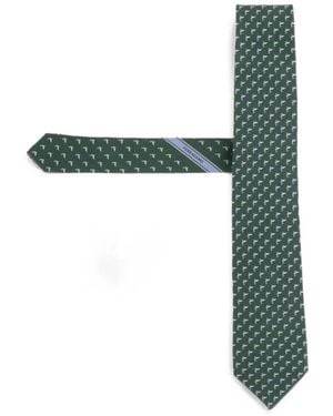 Ferragamo Shark Print Silk Tie - Green