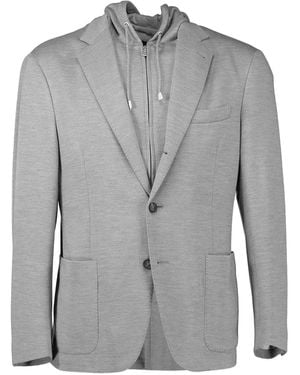 Eleventy Hooded Single-Breast Blazer - Grey