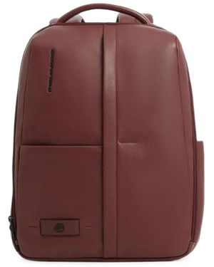 Piquadro Leather Backpack - Purple
