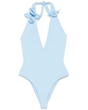 Coperni Badeanzug mit Blumenapplikation - Blau