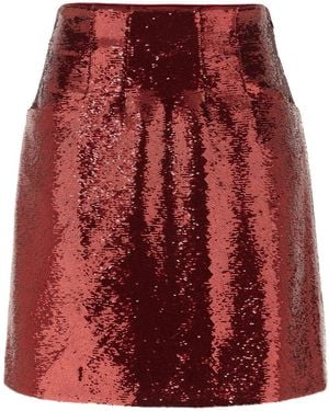 Genny Sequinned Mini Skirt - Red