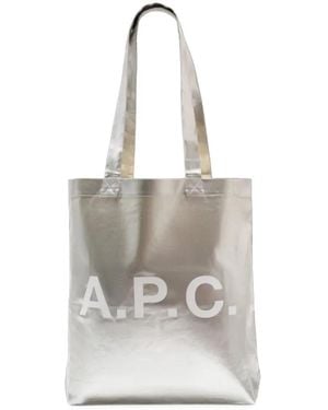A.P.C. Lou Logo-Print Tote Bag - White
