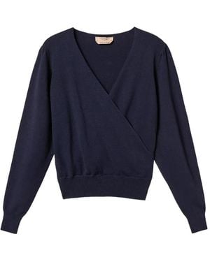 Twinset Viscose Blend Crossover Jumper - Bleu