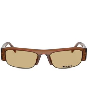 Miu Miu Vedette Rectangle-Frame Sunglasses - Metallic