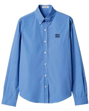 Miu Miu Hemd mit Logo - Blau