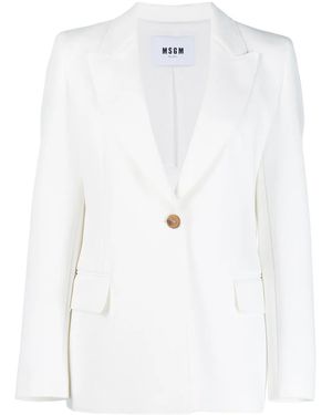 MSGM Peaked Lapel Blazer - White