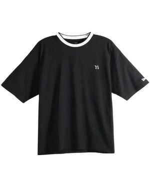 Y's Yohji Yamamoto X New Era Logo-Embroidered Striped-Trim T-Shirt - Black