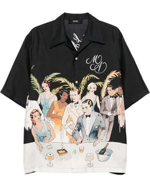 Amiri Illustration-Print Short-Sleeve Shirt - Black