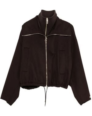 Sportmax Layered-Collar Elasticated-Hem Jacket - Black