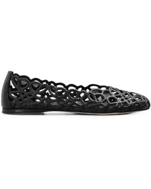 Loewe Petal Anagram Cut-Out Ballet Flats - Black